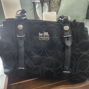 Coach Black Signature Tote Bag